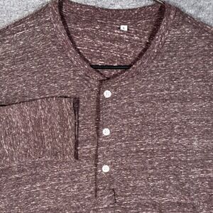 State & Liberty Henley Shirt Mens Large Brown Marled Long Sleeve Tee Pullover